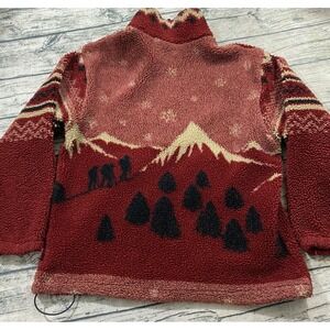 Woolrich Vtg L 1/4 Zip Fleece‎ Pullover Sweatshirt Wine Red Snow Hiking Jacket